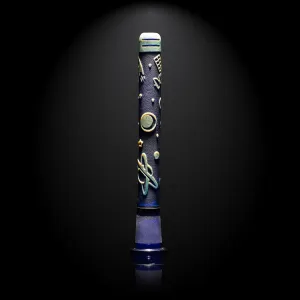 Space Odyssey in Color 6" Dark Blue and Silver Frit Downstem