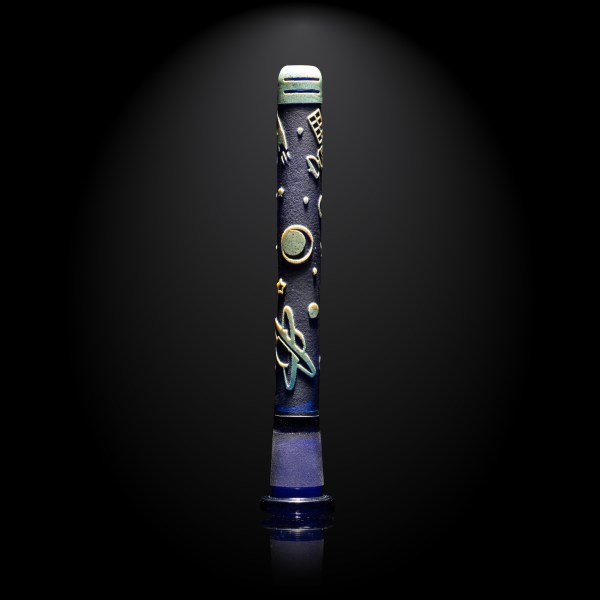 Space Odyssey in Color 6" Dark Blue and Silver Frit Downstem