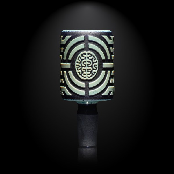 MB-021_A Telekinetic Dark Blue and Silver Frit Bowl