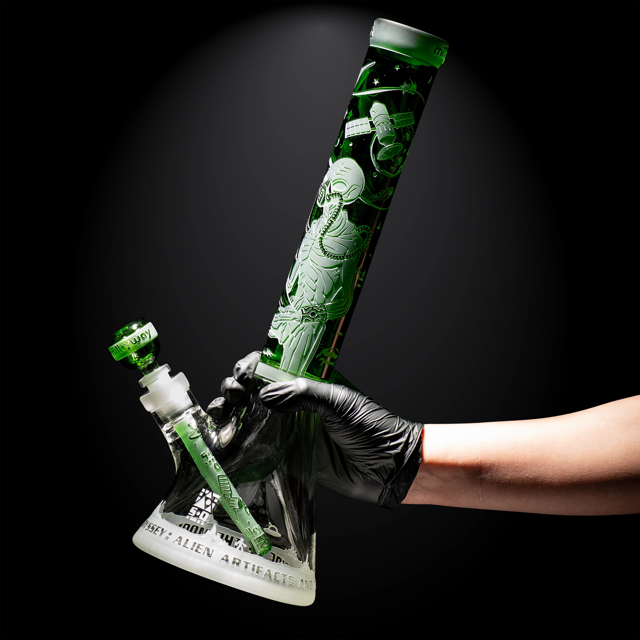 MK-1330-1_O Alien Artifacts green beaker bong-space odyssey-Milkyway