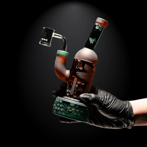 Pollenator amber/teal blue dab rig-the hive-Milkyway