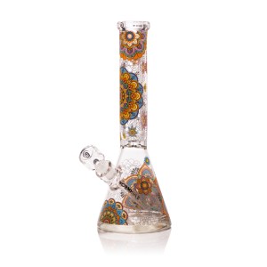 WH-105_B Mandala Myriad 14" Clear Beaker Bong