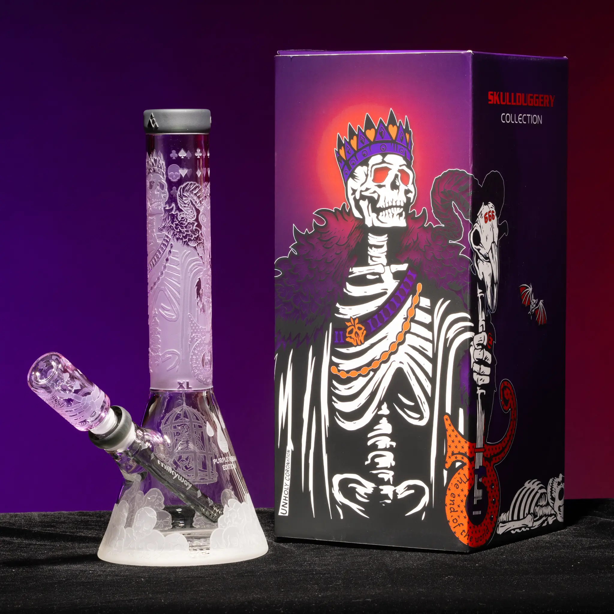 Unholy Coronation: Purple Reign Beaker Bong - 14"