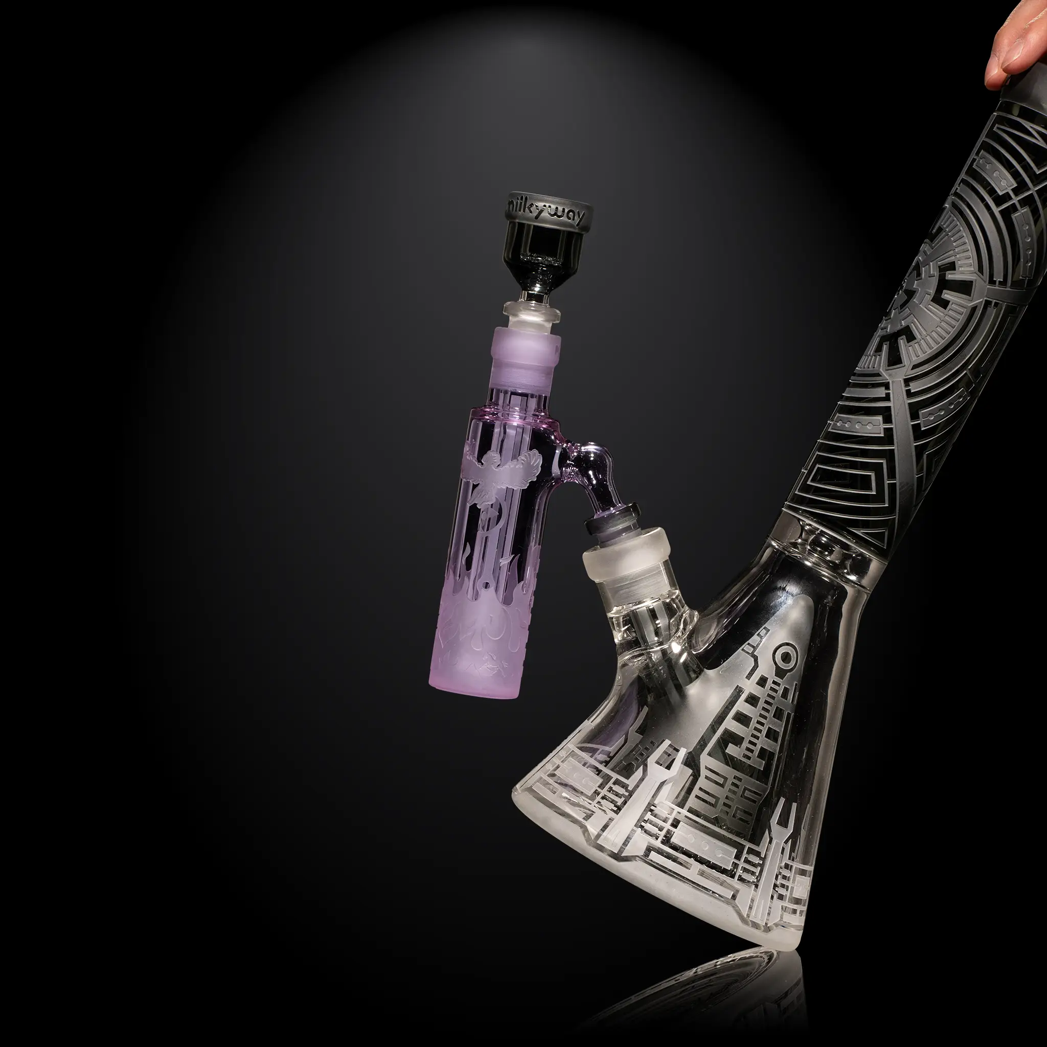 Phoenix Inferno 45° Wet Ash Catcher - Milkyway Glass